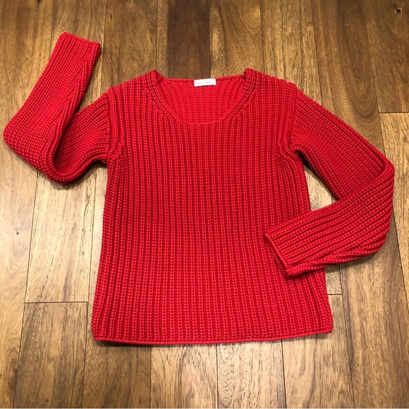 Mansur Gavriel Sweaters - Mansur Gavriel cherry red chunky rib knit cotton blend sweater size XS